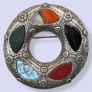 Vintage Miracle Scottish Celtic Stone Brooch
